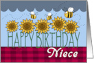 Happy Birthday for Niece Sunflowers and Bees card