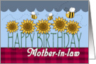 Happy Birthday for Mother in law Sunflowers and Bees card