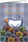 Easter Blessings for Mom Primitive Chicken and Smiling Daisies card