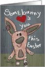 Easter Greetings for Parents Primitive Easter Somebunny Loves You card