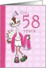Happy Birthday 58-Year-Old Woman Fancy Peahen card