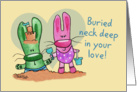 Happy Anniversary for Wife-Beach Bunnies-Neck Deep in Your Love card