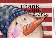 Christmas Time Thank You for Military Vet USA Americana Snowman card