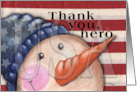 Christmas Time Thank You for Military Vet USA Americana Snowman card