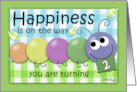 Happy Birthday for Two Year Old Colorful Happy Caterpillar card