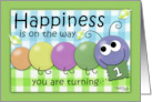 Birthday for One Year Old Colorful Happy Caterpillar card