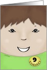 Customizable Happy Birthday 9 year old Boy-Brown-Haired Boy card