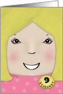Customizable Happy Birthday 9 year old Girl-Blond-Haired Girl card