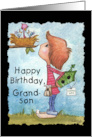 Happy Birthday to Grandson Little Boy with Birdhouse card