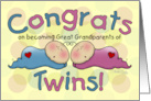 Congratulations Becoming Great Grandparents of Twins Boy and Girl card