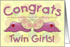 Congratulations Great Grandparents of Twin Girls Two Sleeping Babies card