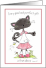 Black Cat in Red Checkered Dress Happy Birthday for Her card