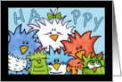 Birthday for Co-worker Group of Birds Happy Birdday! card