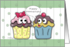 Happy Anniversary for Wife Cartoon Cupcakes card