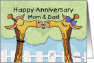 Happy Anniversary to Parents- Kissing Giraffes card
