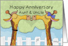 Happy Anniversary to Aunt and Uncle- Kissing Giraffes card