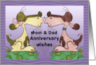 Happy Anniversary to Mom and Dad- Kissing Hound Dogs card