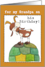 Happy Birthday for Grandpa Goat on a Hill from Grand Kid card