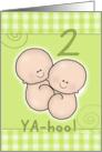 Announcement of Twins-Two Babies on Lime Green card