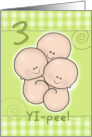 Announcement of Triplets-Two Babies on Lime Green card