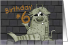 Happy 6th Birthday-Fuzzy Monster with Number Six card