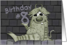Happy 8th Birthday-Fuzzy Monster with Number Eight card