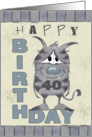 40th Birthday-Monster with Number Forty card
