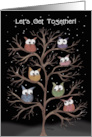 Let’s Get Together Invitation Night Owls in Tree card