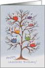 Month of January Birthday Owls in Snowy Tree card