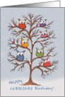 Month of February Birthday-Owls in Snowy Tree card