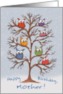 Birthday for Mother-Owls in Snowy Tree card