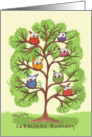 February Birthday-Owls in Tree card