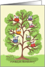 March Birthday-Owls in Tree card