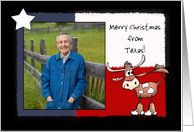 Merry Christmas Customizable Photo Texas Flag and Longhorn card