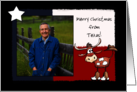 Merry Christmas Customizable Photo Texas Flag and Longhorn card