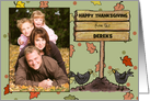 Happy Thanksgiving Customizable Photo Card- Crows and Sign-Fall Scene card