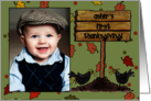 Baby’s First Thanksgiving Customizable Photo Crows Sign Fall Scene card