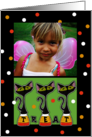 Happy Halloween Customizable Photo Card Three Black Cats Candy Corn card