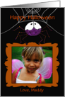 Happy Halloween Customizable Photo Card Spider Holding Picture Frame card