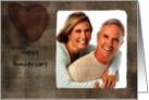 Happy Anniversary Customizable Photo Card Linen Heart card