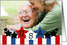 Veterans Day- Customizable Photo Card-Red, White & Blue Stars card