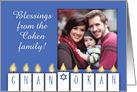 Happy Chanukah- Customizable Photo -Menorah Candles Spell Chanukah card