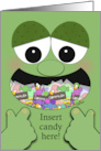 Funny Halloween Party Invitation Monster with Mouth Full of Candy card