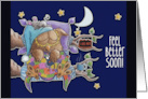 Get Well Soon for Sickness or Illness Night Owl Sleeping in Bed card