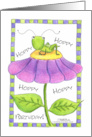 Grasshopper on Flower Happy Birthday Hoppy Birthday card