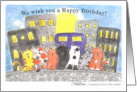 Howling City Cats Happy Birthday card