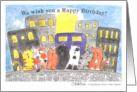 Happy Birthday Howling City Cats card