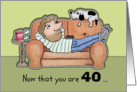 Happy 40th Birthday -Boring Couch Dude and Dog card