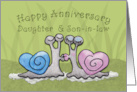 Anniversary Daughter and Son in law Kissing Snails Heart Shaped Shells card