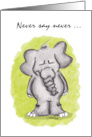 Belated Birthday for Sister Elephant Forgot Never Say Never card